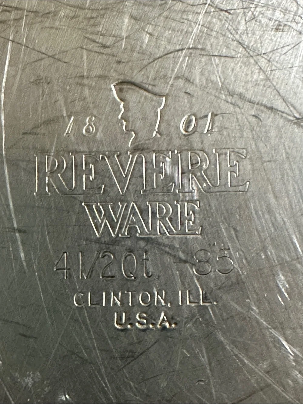 Vtg Revere Ware 4 1/2 Qt Stock Pot Stainless Steel w Lid 85 Made in Clinton,‎ IL